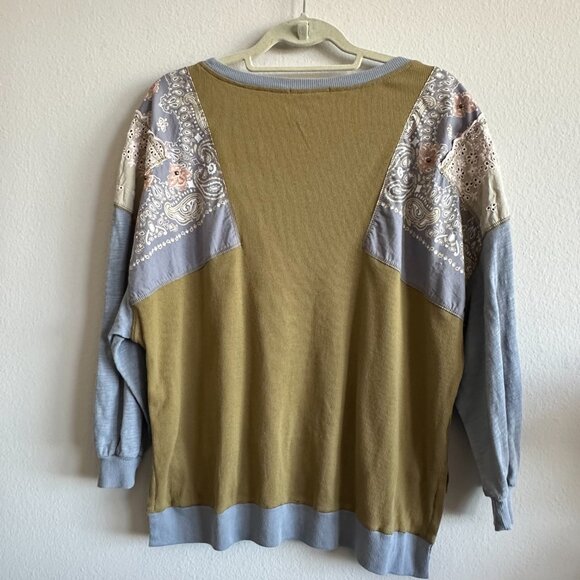 Free People We the Free Feelin It Tee Army Combo Long Sleeve Tops - Picture 5 of 12